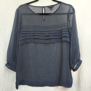 BANANA Republic sheer blouse navy blue and white